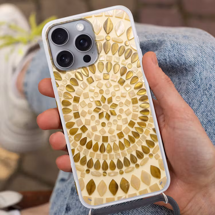 Telefoonhoesje met koord - Patroon - Vormen - Mozaïek - Abstract - Goud — 2