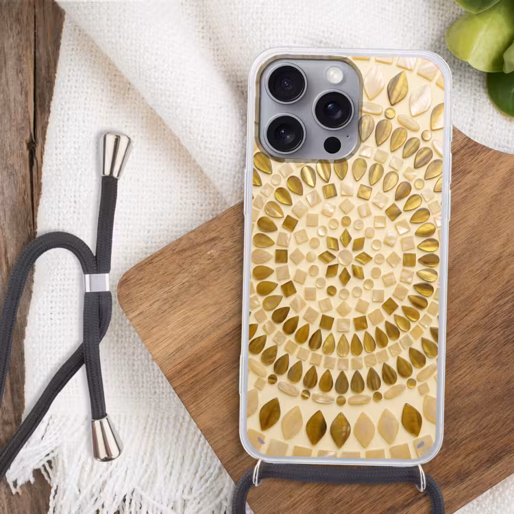 Telefoonhoesje met koord - Patroon - Vormen - Mozaïek - Abstract - Goud — 3