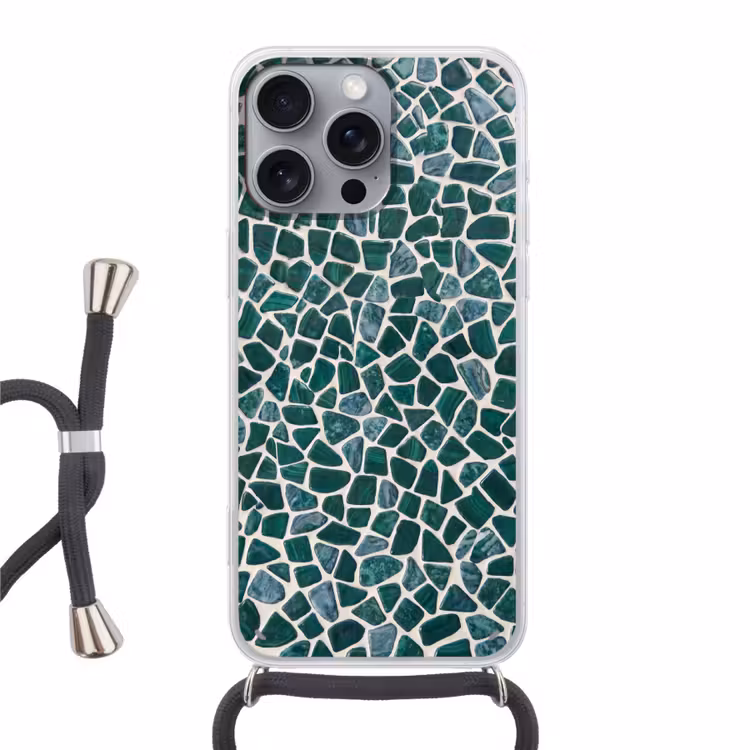 Telefoonhoesje met koord - Textuur - Steen - Groen - Abstract - Patroon — 1