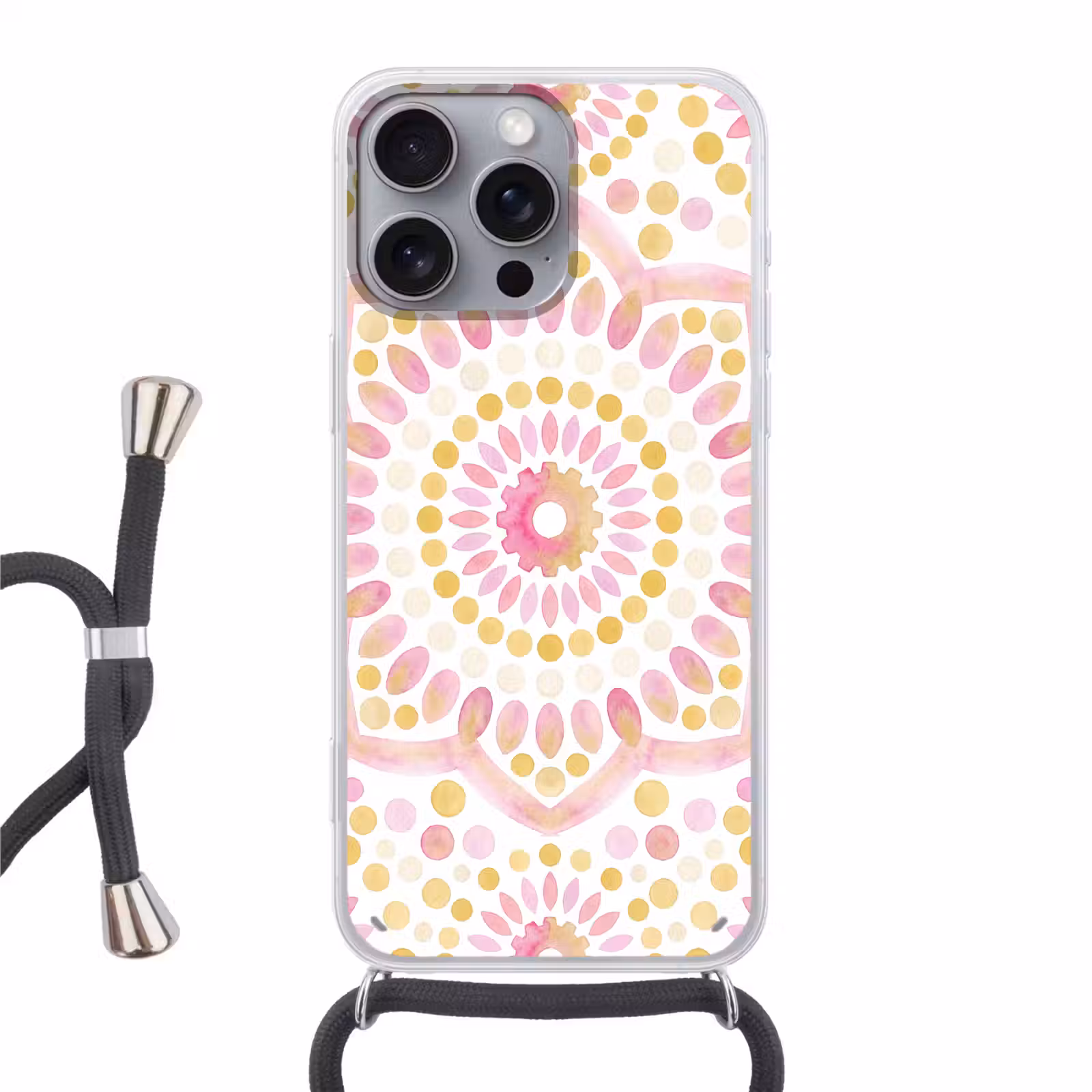 Telefoonhoesje met koord - Abstract - Mandala - Kunst - Modern - Roze — 1