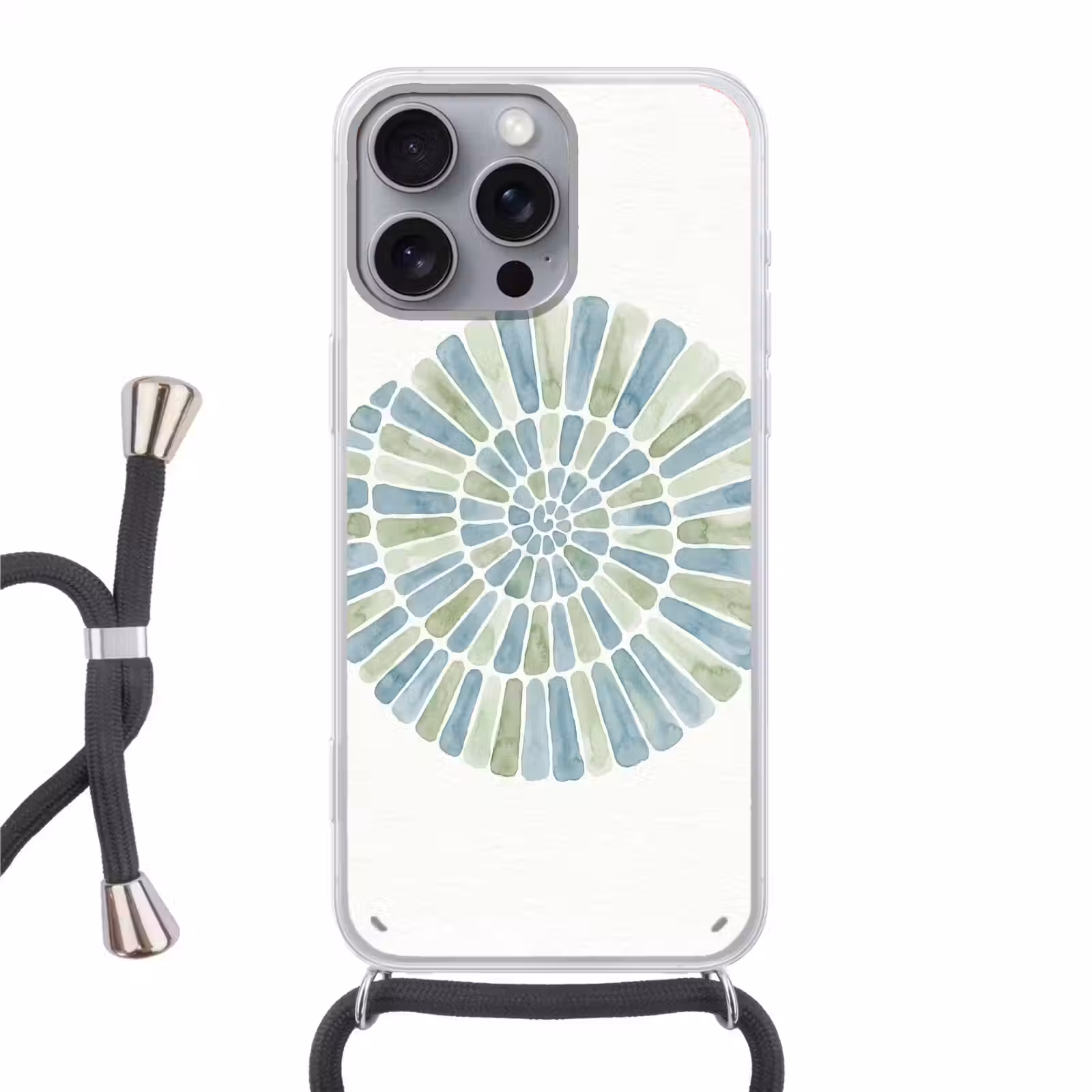 Telefoonhoesje met koord - Abstract - Spiraal - Patroon - Modern - Blauw-Groen — 1