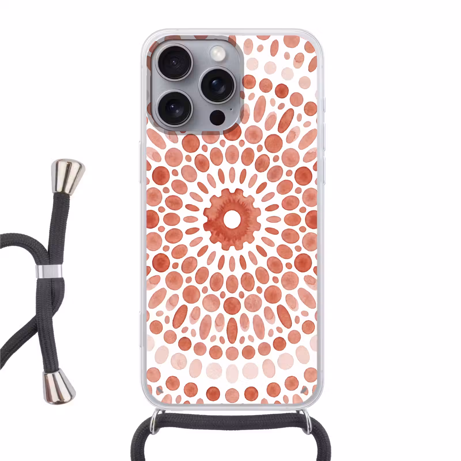 Telefoonhoesje met koord - Patroon - Cirkels - Abstract - Modern - Rood — 1