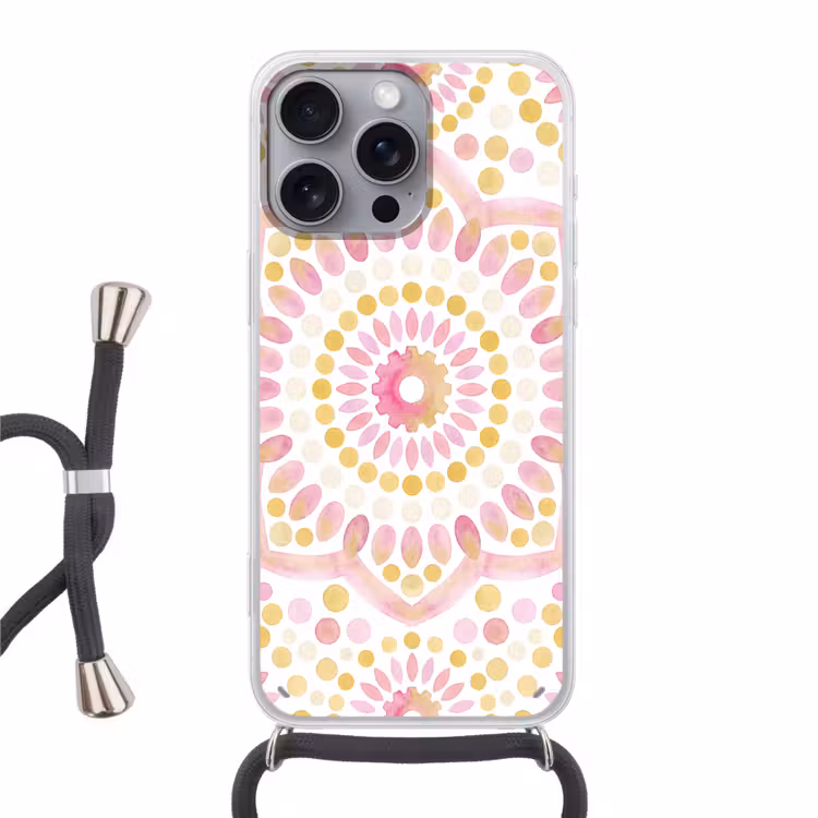 Telefoonhoesje met koord - Abstract - Mandala - Kunst - Modern - Roze — 1