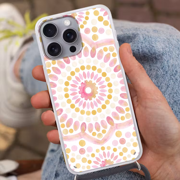 Telefoonhoesje met koord - Abstract - Mandala - Kunst - Modern - Roze — 2