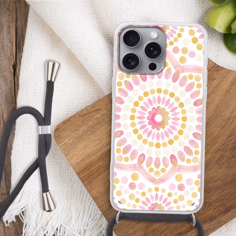 Telefoonhoesje met koord - Abstract - Mandala - Kunst - Modern - Roze — 3