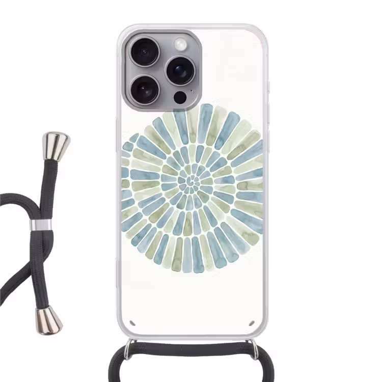 Telefoonhoesje met koord - Abstract - Spiraal - Patroon - Modern - Blauw-Groen — 1