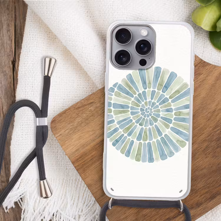 Telefoonhoesje met koord - Abstract - Spiraal - Patroon - Modern - Blauw-Groen — 3