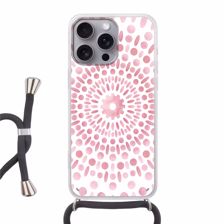 Telefoonhoesje met koord - Abstract - Vormen - Patroon - Aquarel - Roze — 1