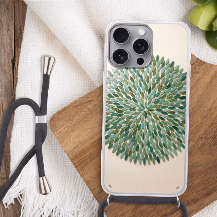 Telefoonhoesje met koord - Patroon - Blad - Groen - Abstract — 3