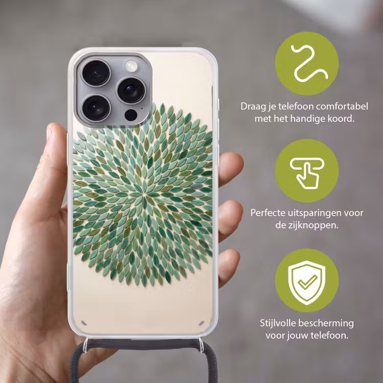 Telefoonhoesje met koord - Patroon - Blad - Groen - Abstract — 4