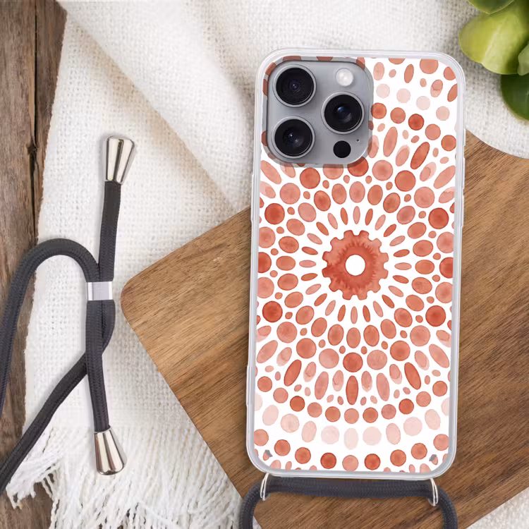 Telefoonhoesje met koord - Patroon - Cirkels - Abstract - Modern - Rood — 3
