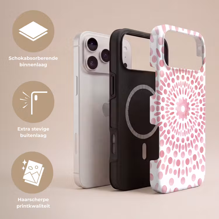 Telefoonhoesje Toughcase - Abstract - Vormen - Patroon - Aquarel - Roze — 3