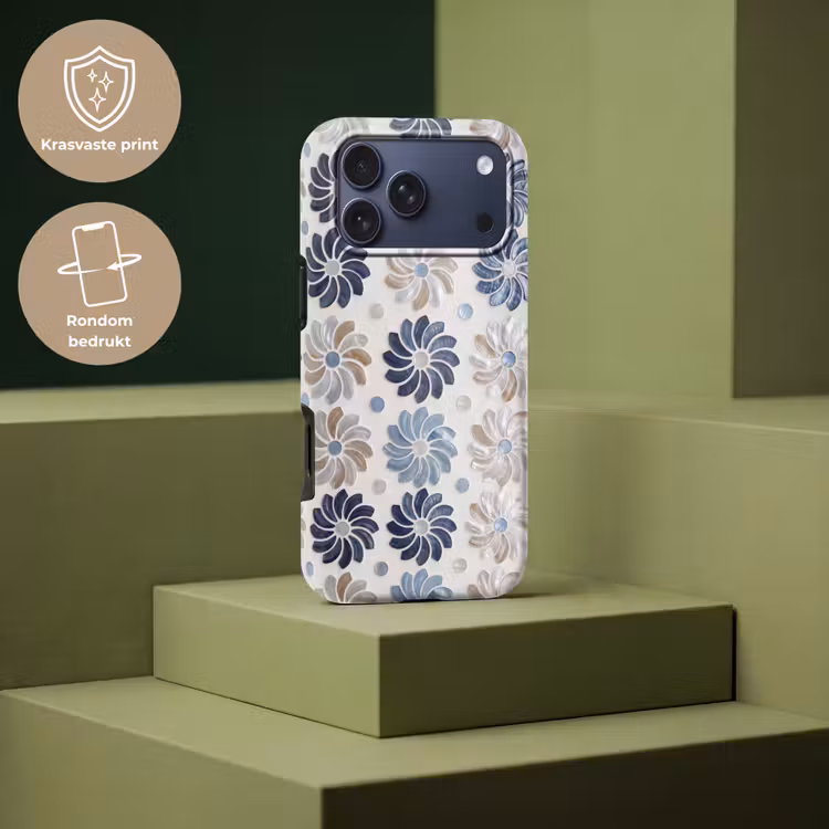 Telefoonhoesje Toughcase - Bloemen - Parelmoer - Abstract - Patroon - Blauw — 7