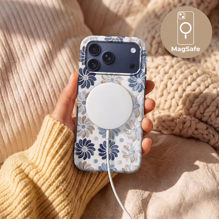 Telefoonhoesje Toughcase - Bloemen - Parelmoer - Abstract - Patroon - Blauw — 8
