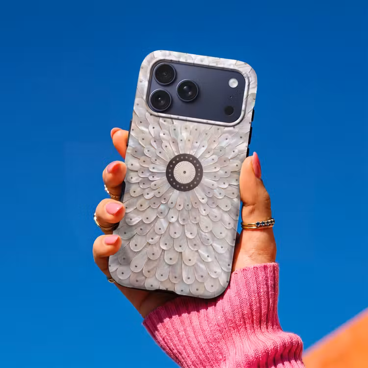 Telefoonhoesje Toughcase - Parelmoer - Patroon - Decoratie - Ambacht - Wit — 2