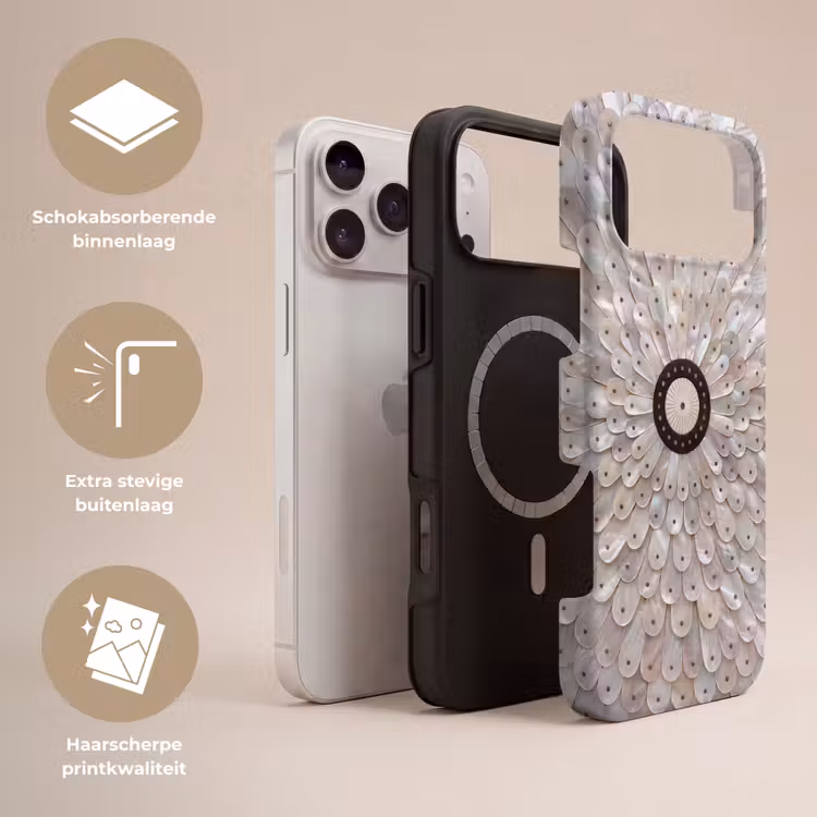 Telefoonhoesje Toughcase - Parelmoer - Patroon - Decoratie - Ambacht - Wit — 3