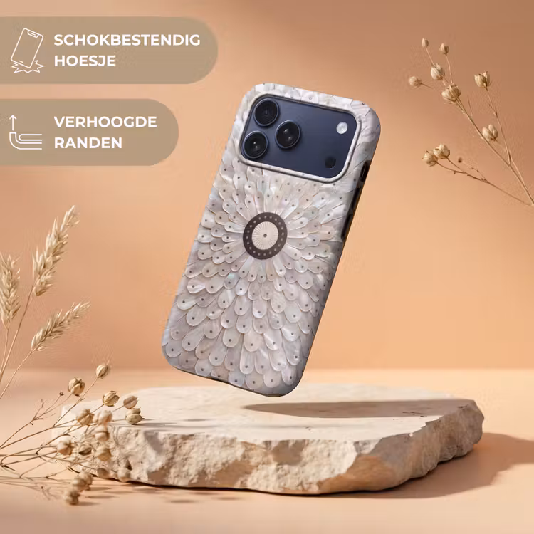 Telefoonhoesje Toughcase - Parelmoer - Patroon - Decoratie - Ambacht - Wit — 5