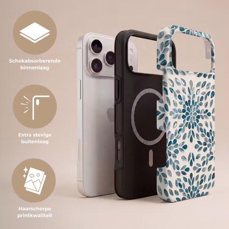 Telefoonhoesje Toughcase - Patroon - Bladeren - Abstract - Modern - Turquoise — 3