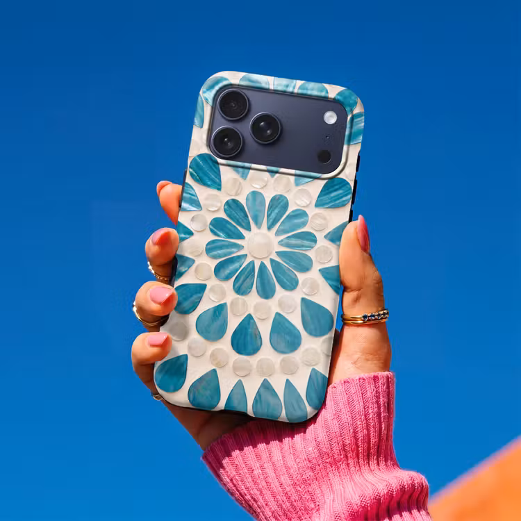 Telefoonhoesje Toughcase - Patroon - Mozaïek - Schelpen - Abstract - Turquoise — 2