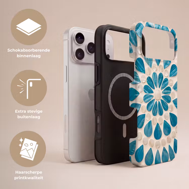Telefoonhoesje Toughcase - Patroon - Mozaïek - Schelpen - Abstract - Turquoise — 3