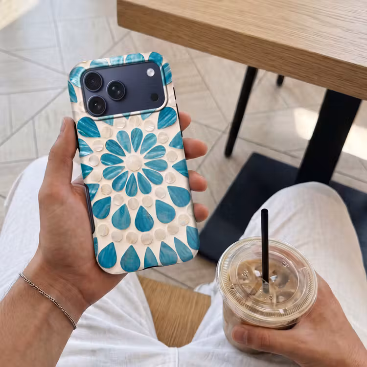 Telefoonhoesje Toughcase - Patroon - Mozaïek - Schelpen - Abstract - Turquoise — 4