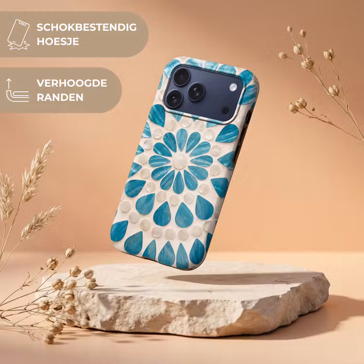 Telefoonhoesje Toughcase - Patroon - Mozaïek - Schelpen - Abstract - Turquoise — 5
