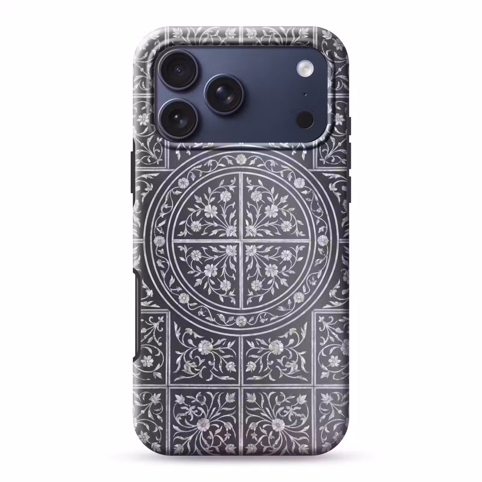 Telefoonhoesje Toughcase - Patroon - Bloemmotief - Decoratie - Klassiek - Zwart — 1