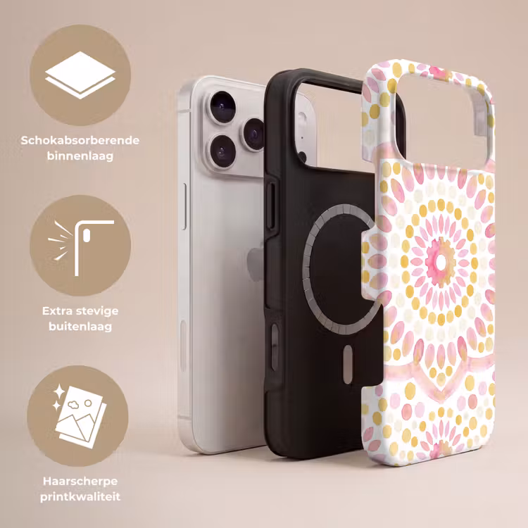 Telefoonhoesje Toughcase - Abstract - Mandala - Kunst - Modern - Roze — 3
