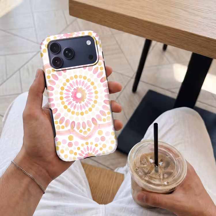 Telefoonhoesje Toughcase - Abstract - Mandala - Kunst - Modern - Roze — 4