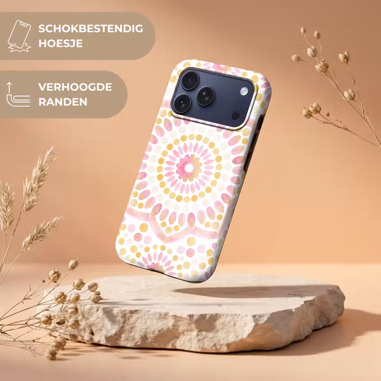 Telefoonhoesje Toughcase - Abstract - Mandala - Kunst - Modern - Roze — 5