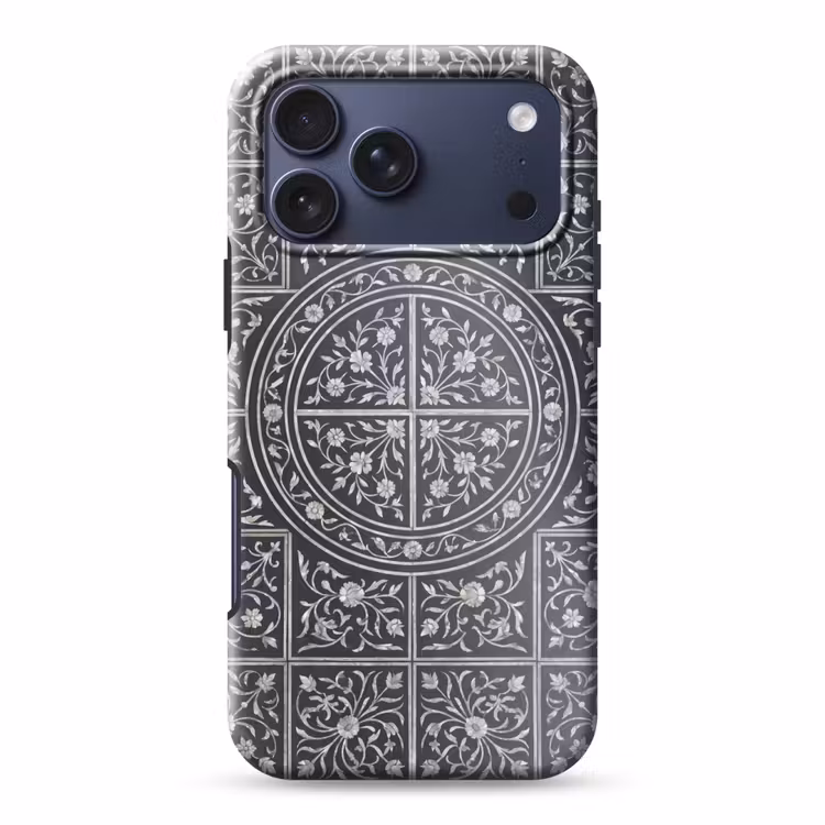 Telefoonhoesje Toughcase - Patroon - Bloemmotief - Decoratie - Klassiek - Zwart — 1