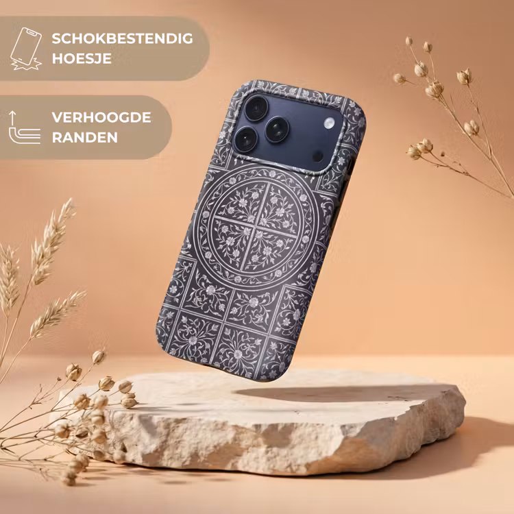 Telefoonhoesje Toughcase - Patroon - Bloemmotief - Decoratie - Klassiek - Zwart — 5
