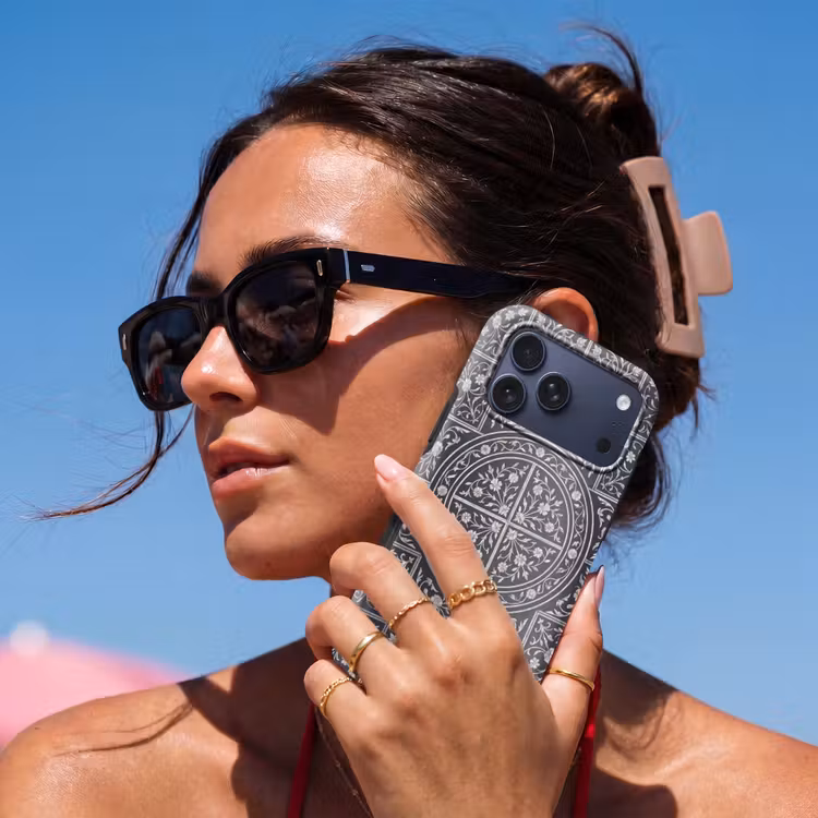 Telefoonhoesje Toughcase - Patroon - Bloemmotief - Decoratie - Klassiek - Zwart — 6