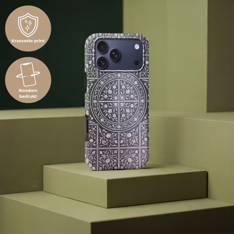 Telefoonhoesje Toughcase - Patroon - Bloemmotief - Decoratie - Klassiek - Zwart — 7