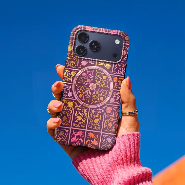 Telefoonhoesje Toughcase - Patroon - Floraal - Oosters - Paars - Goud — 2