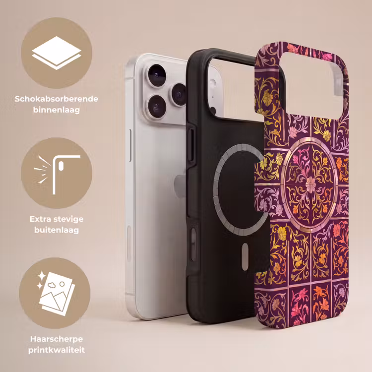 Telefoonhoesje Toughcase - Patroon - Floraal - Oosters - Paars - Goud — 3