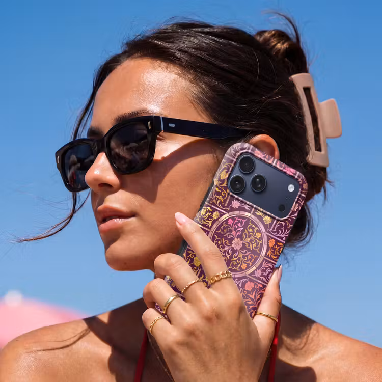 Telefoonhoesje Toughcase - Patroon - Floraal - Oosters - Paars - Goud — 6
