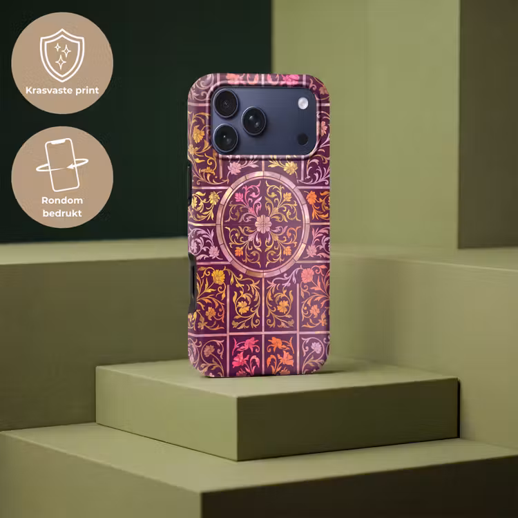 Telefoonhoesje Toughcase - Patroon - Floraal - Oosters - Paars - Goud — 7