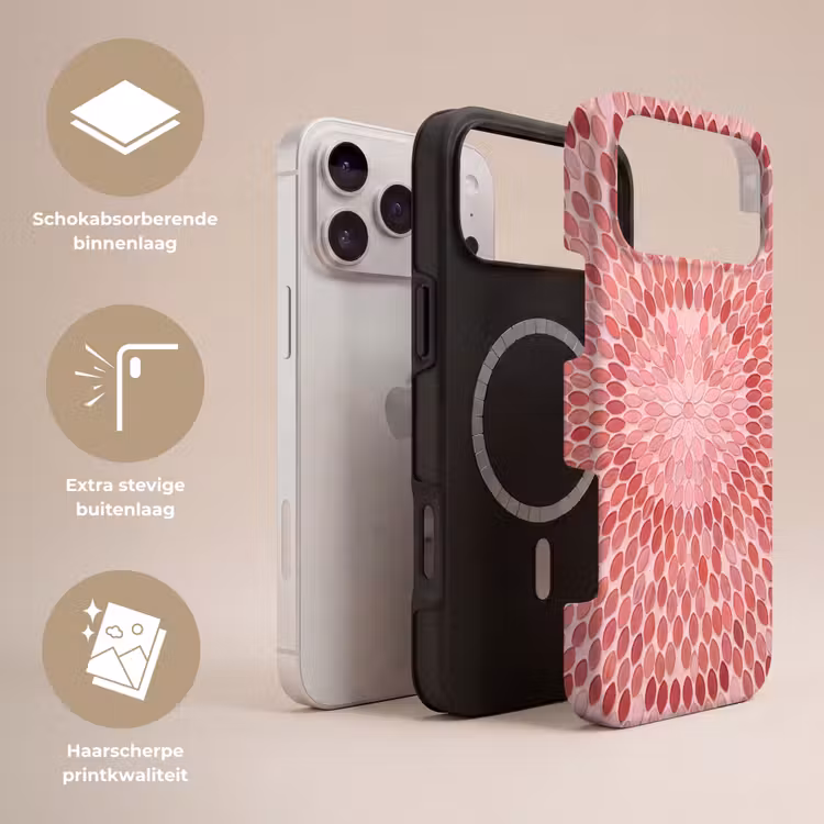 Telefoonhoesje Toughcase - Patroon - Mozaïek - Ovaal - Abstract - Roze — 3