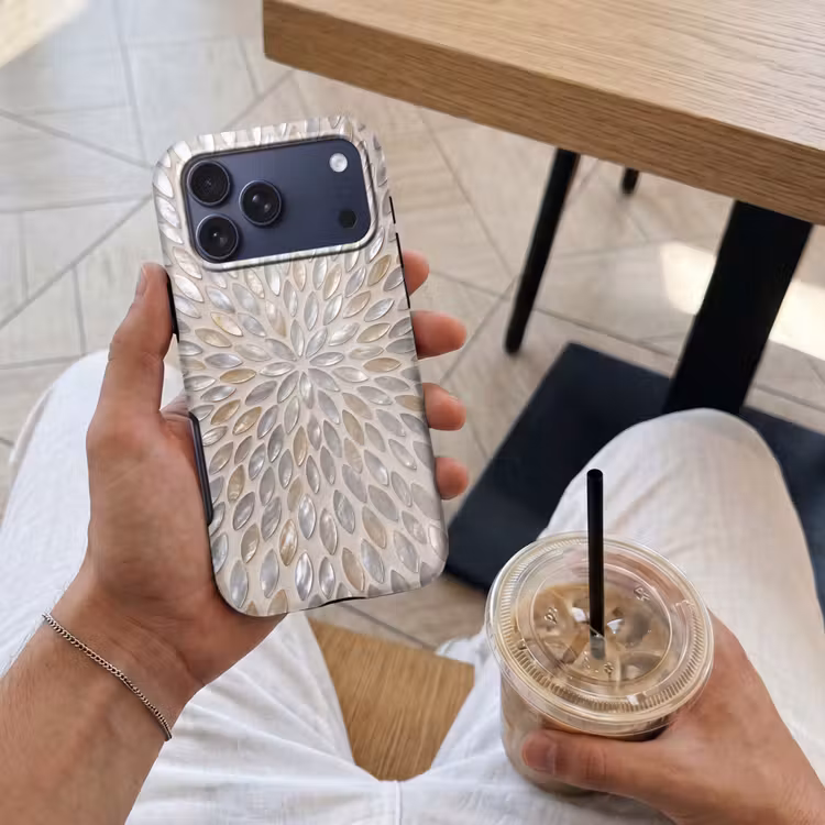 Telefoonhoesje Toughcase - Patroon - Ovaal - Glanzend - Abstract - Beige — 4