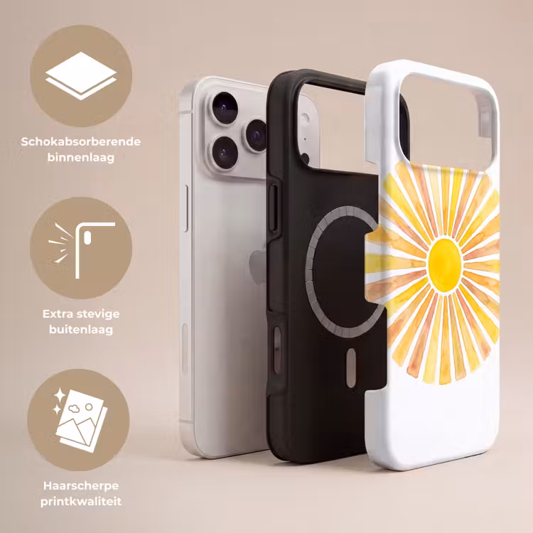 Telefoonhoesje Toughcase - Zon - Stralen - Aquarel - Geel - Abstract — 3