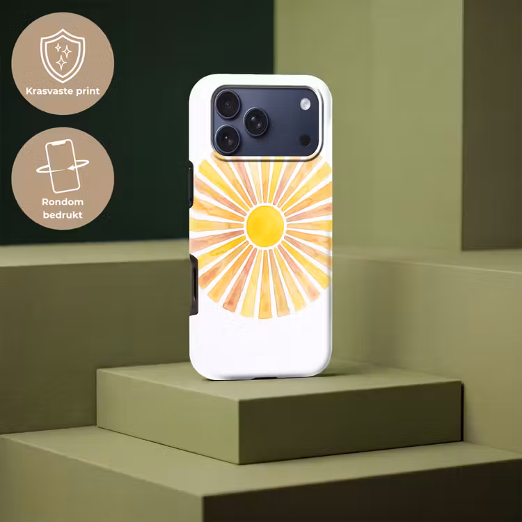Telefoonhoesje Toughcase - Zon - Stralen - Aquarel - Geel - Abstract — 7