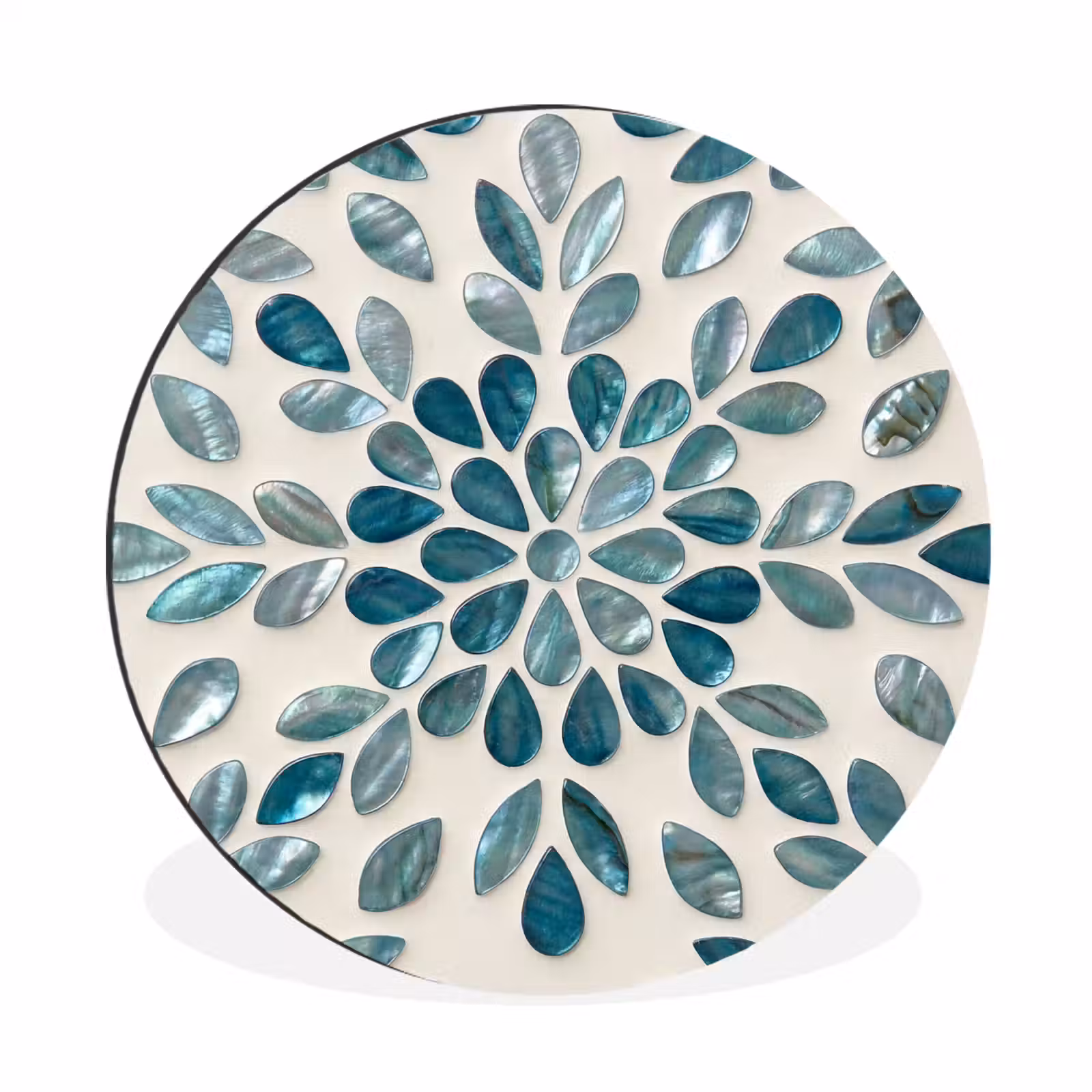 Wandcirkel - Aluminium - Patroon - Bladeren - Abstract - Modern - Turquoise — 1