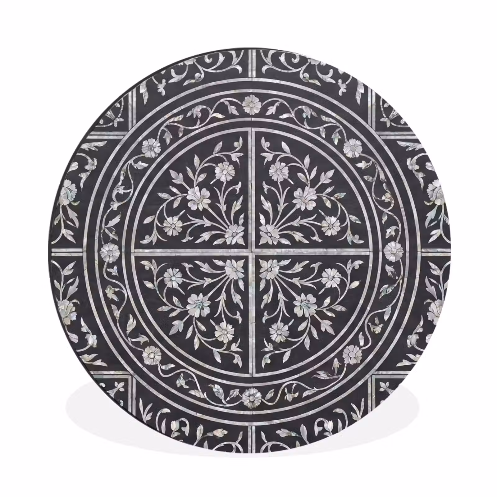 Wandcirkel - Aluminium - Patroon - Bloemmotief - Decoratie - Klassiek - Zwart — 1