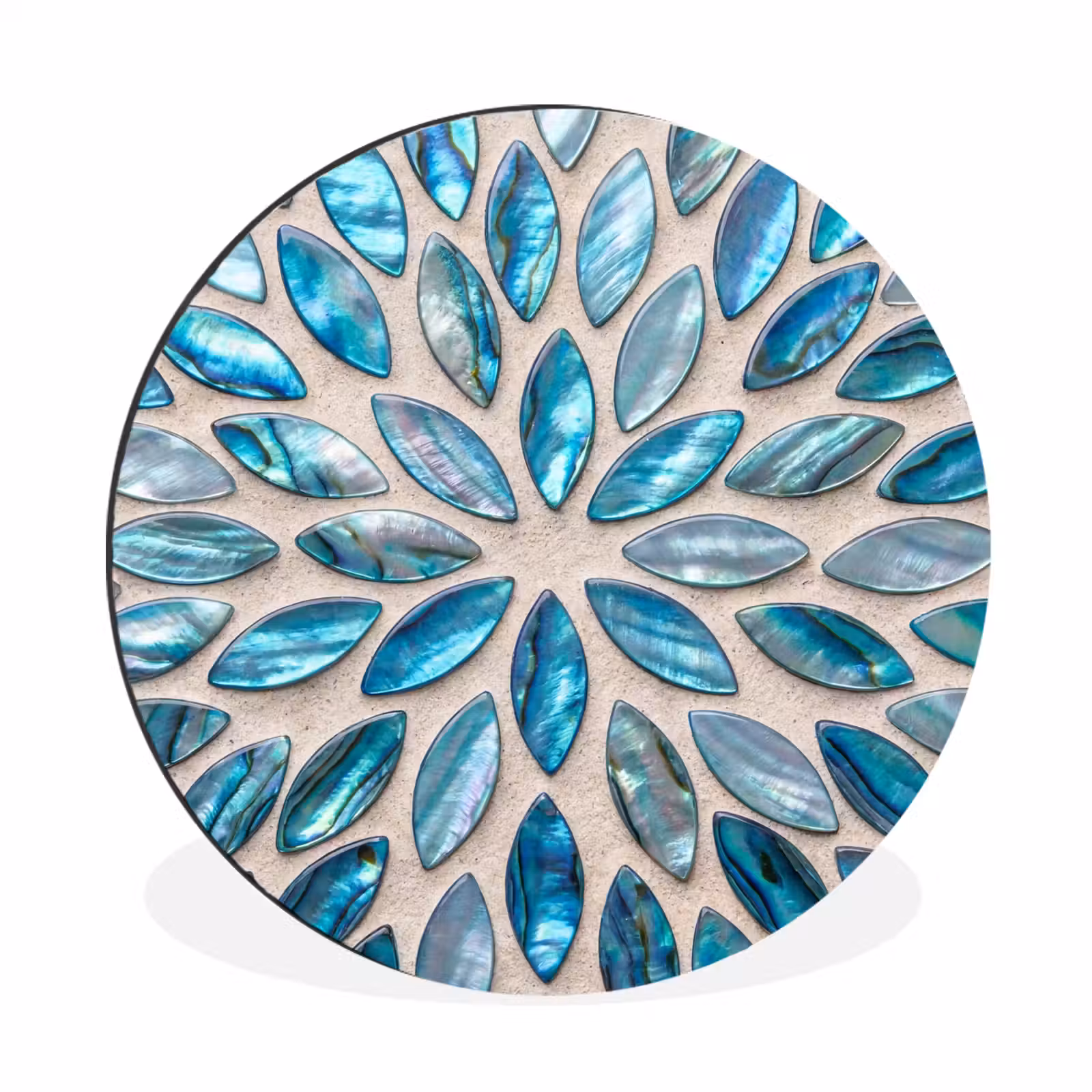 Wandcirkel - Aluminium - Patroon - Glans - Abstract - Blauw - Decoratie — 1