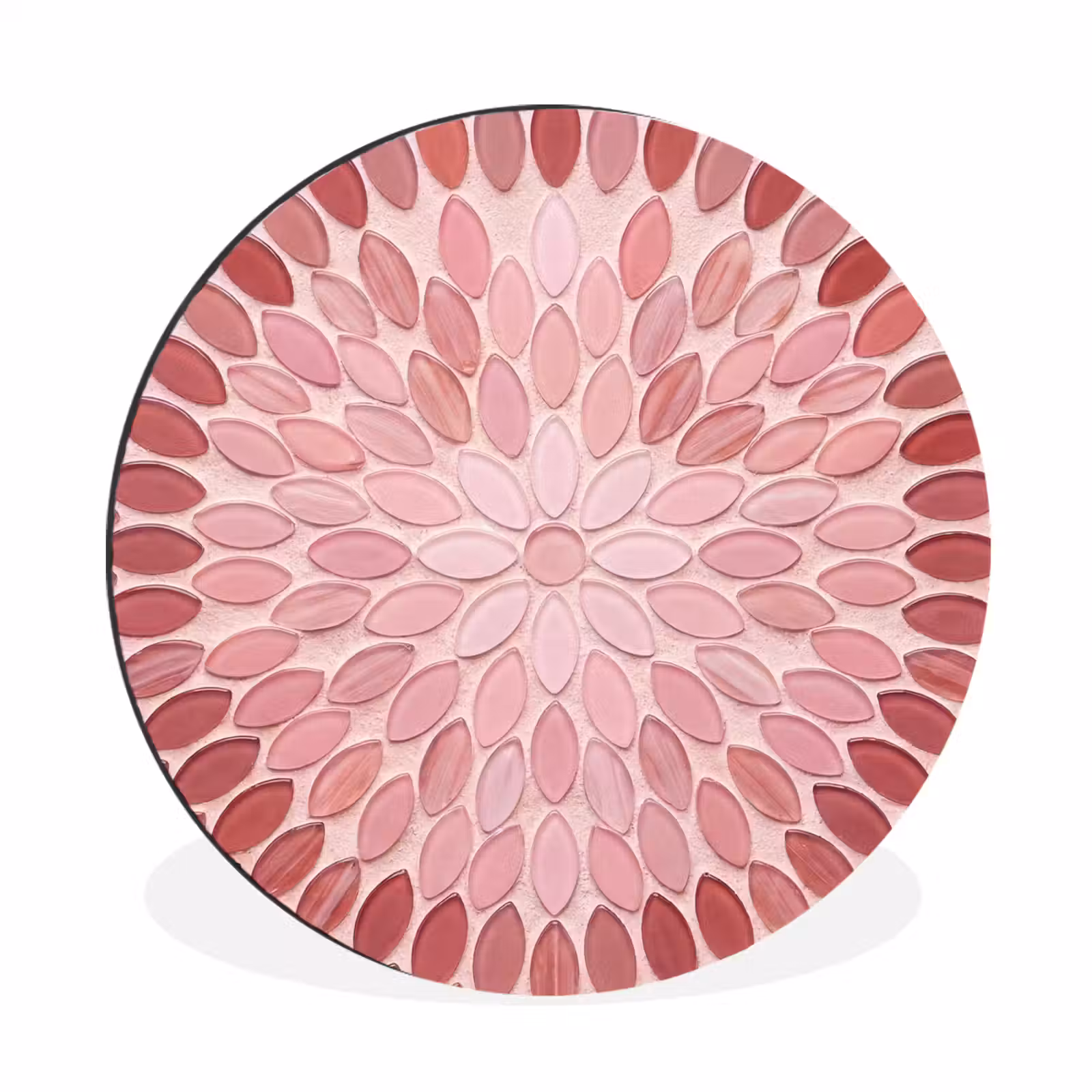 Wandcirkel - Aluminium - Patroon - Mozaïek - Ovaal - Abstract - Roze — 1