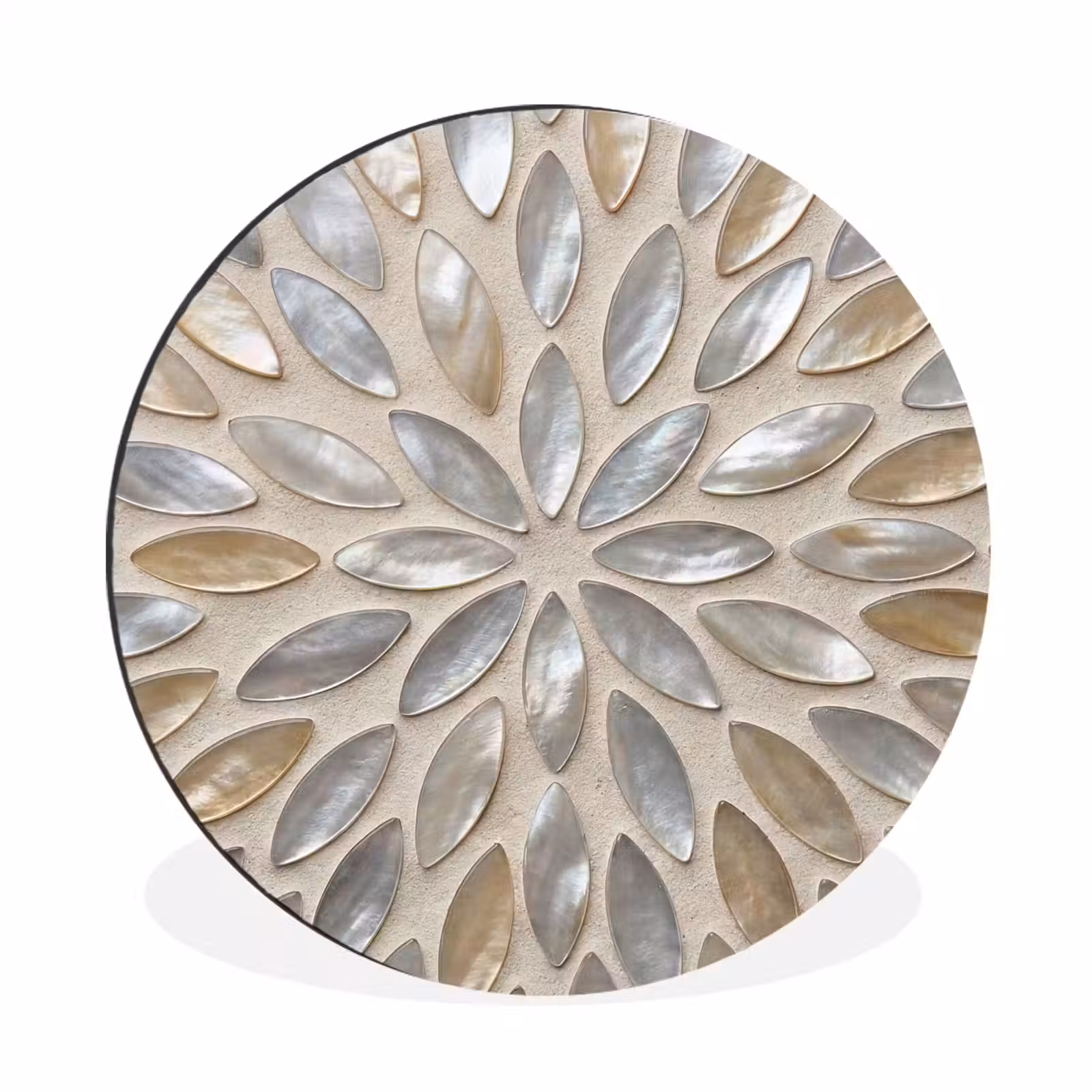 Wandcirkel - Aluminium - Patroon - Ovaal - Glanzend - Abstract - Beige — 1
