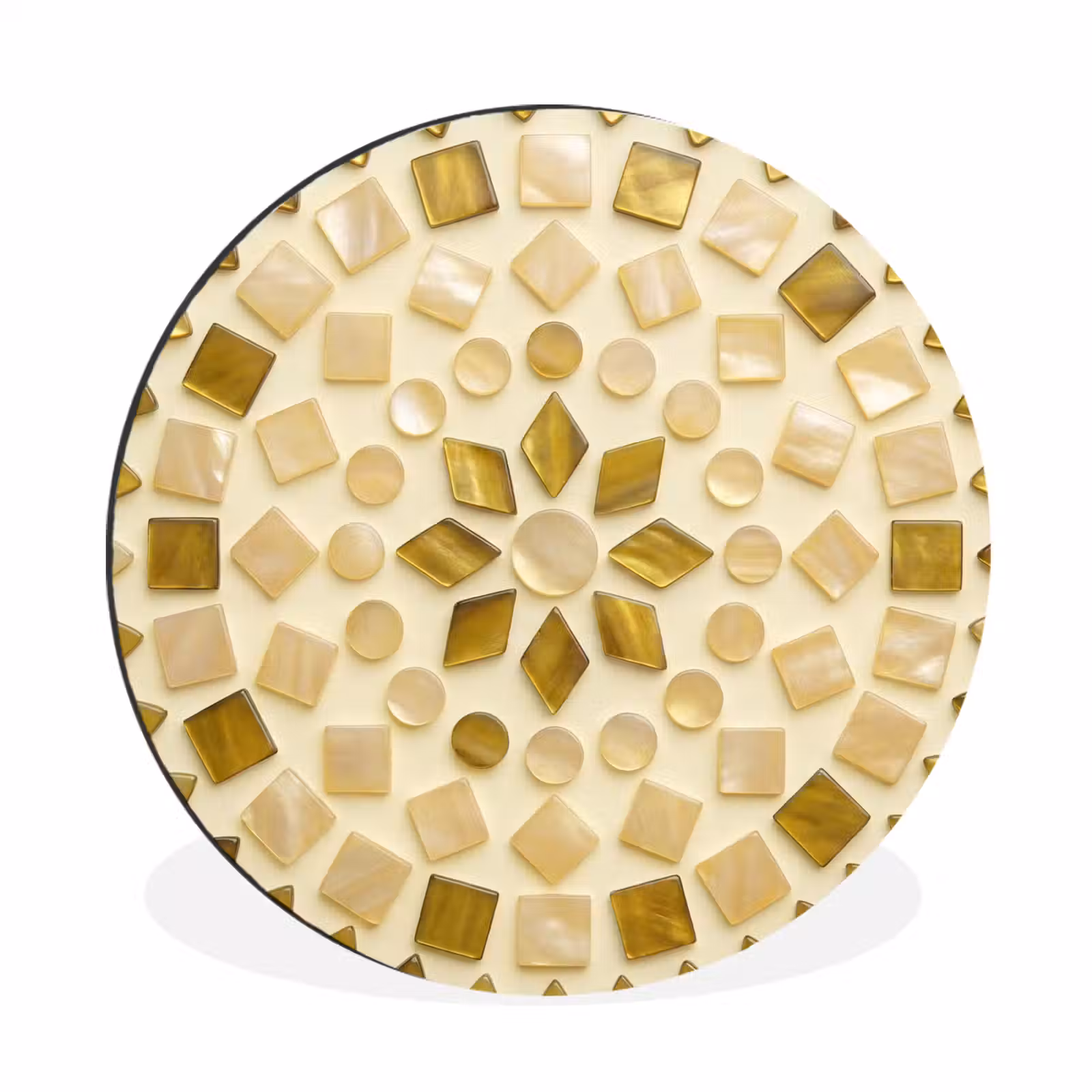 Wandcirkel - Aluminium - Patroon - Vormen - Mozaïek - Abstract - Goud — 1