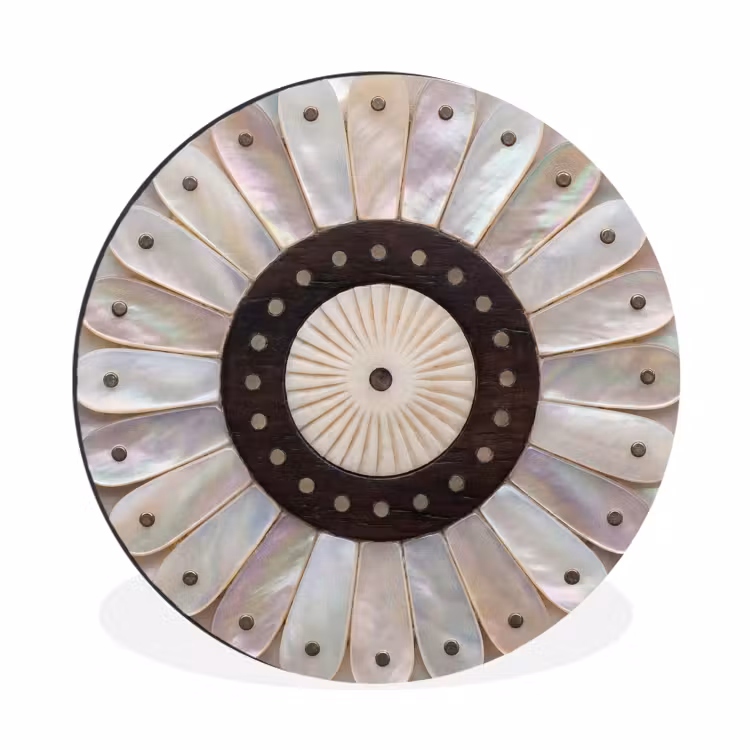 Wandcirkel - Aluminium - Parelmoer - Patroon - Decoratie - Ambacht - Wit — 1