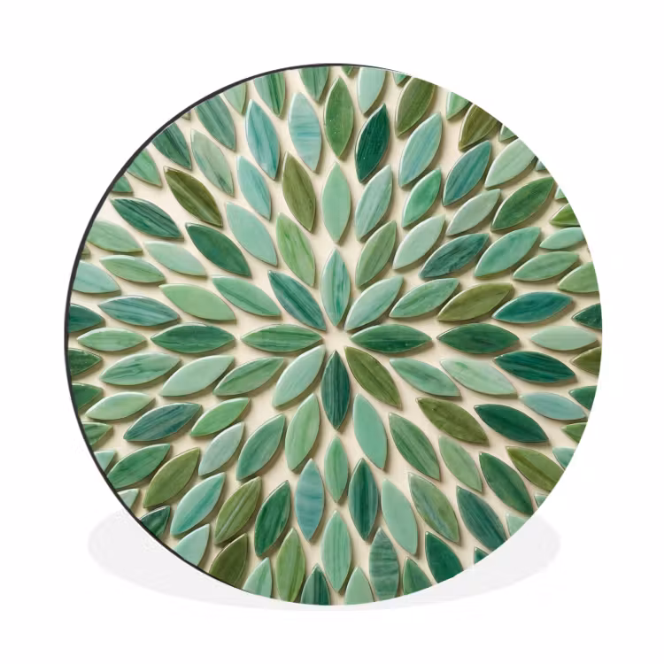 Wandcirkel - Aluminium - Patroon - Blad - Groen - Abstract — 1